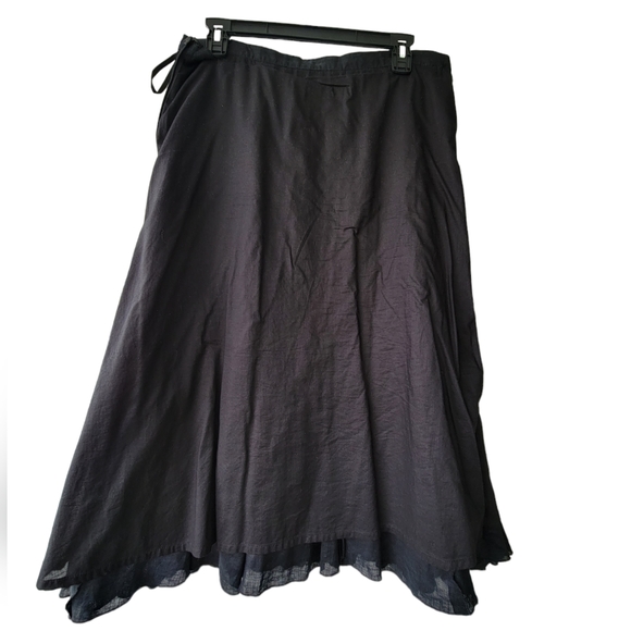 Spanner Black Linen A-Line Midi Skirt Fit and Flare Triangular Inserts Lined 12 - Picture 7 of 10